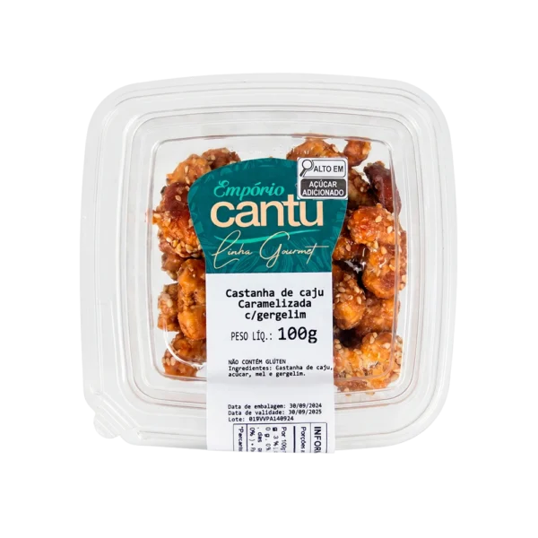 Castanha de caju caramelizada com gergelim 100g