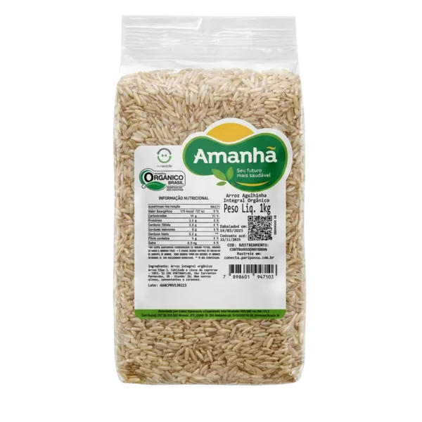 Arroz agulhinha integral orgânico 1 kg