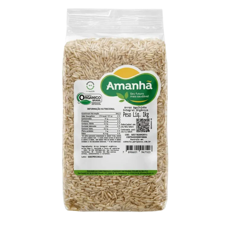 Arroz agulhinha integral orgânico 1 kg