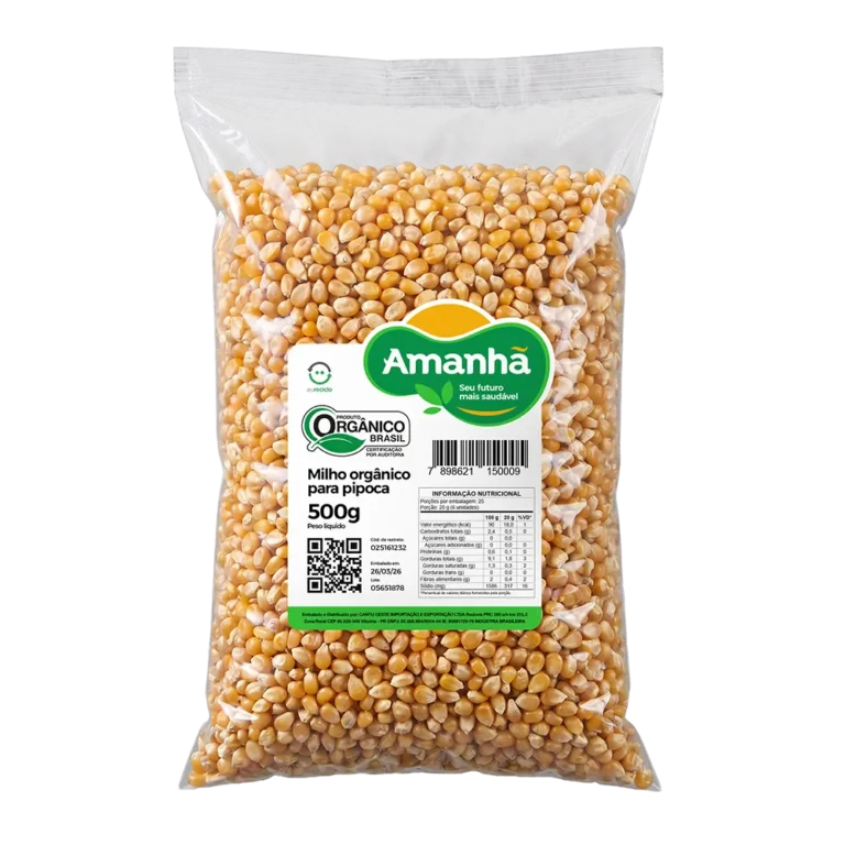Milho orgânico pipoca 500g